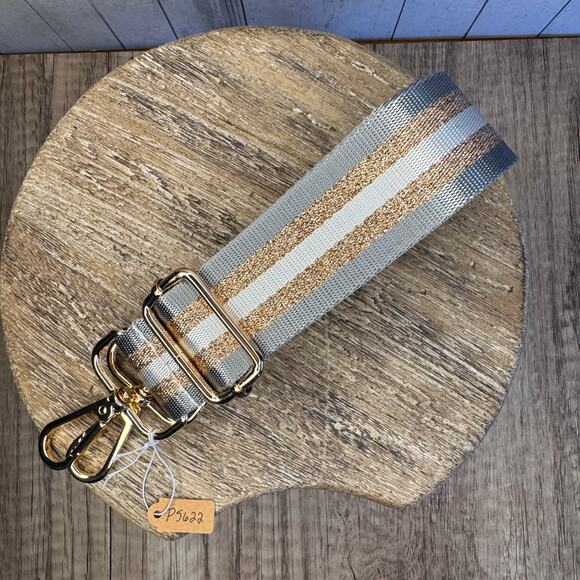 Crossbody Bag Strap Gold Gray Purse Strap Striped Guitar Bag Strap NEW! - Picture 5 of 5